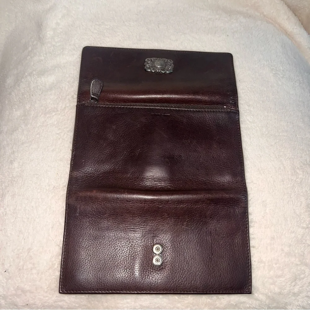 Vintage Fossil Wallet checkbook cover, brown with silver, preowned